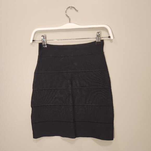 BCBG MaxAzria Simone Skirt Black Bandage Mini Y2K Goth Grunge - Size S - Picture 1 of 8